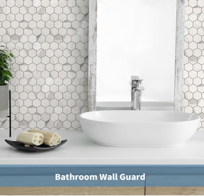 Hexagon Peel & Stick Backsplash Tiles – 12” Gray White Marble PVC, 10 Sheets, Waterproof & Heat Resistant for Kitchen & Bathroom