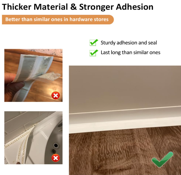 White Caulk Tape – Self-Adhesive Waterproof Peel & Stick Strip for Bathroom, Tub, Toilet & Shower