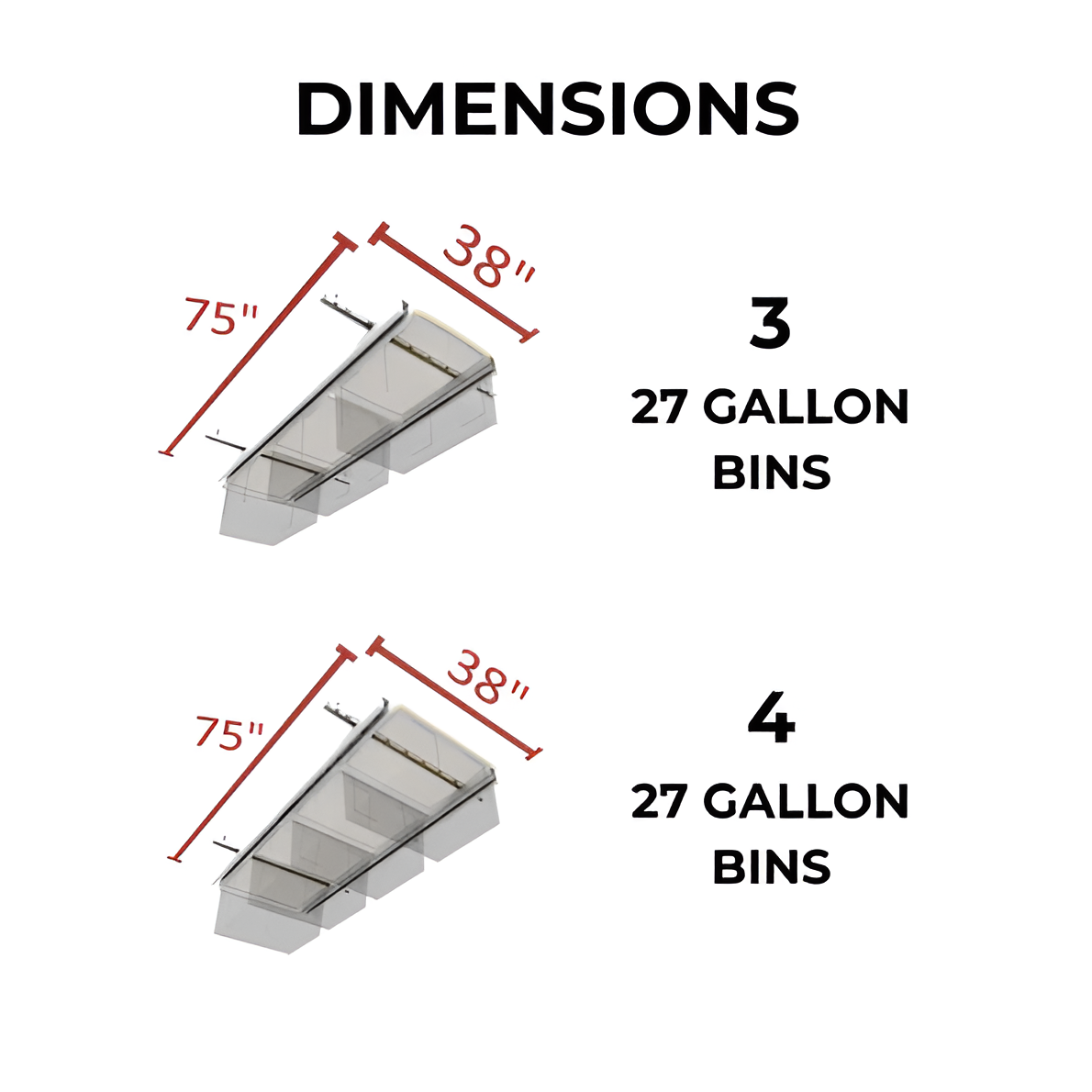 Tote Slide Adjustable Rails – Organize 3 to 5 Storage Totes, Ceiling or Wall Mounted System