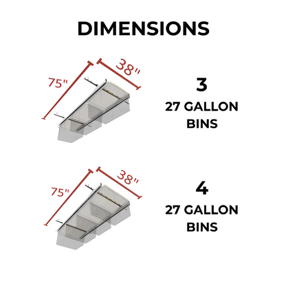 Tote Slide Adjustable Rails – Organize 3 to 5 Storage Totes, Ceiling or Wall Mounted System