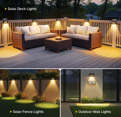 Solar Fence Lights Outdoor – 2 Modes (3500K/6000K), Super Bright LED, IP65 Waterproof Deck Lights for Patio, Stairs & Wall (6 Pack)