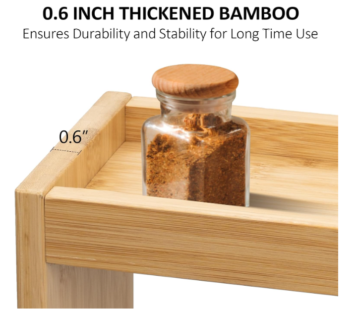 Stove Top Spice Rack Organizer – 33” Wide Bamboo Shelf for Kitchen Storage
