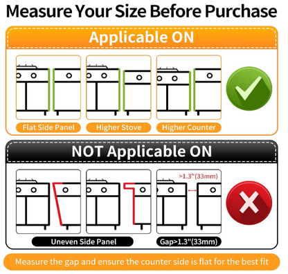 Stainless Steel Stove Gap Covers (2 Pack) – Adjustable 13.8”–27.5”, Heat Resistant Range Gap Filler for Kitchen Counter