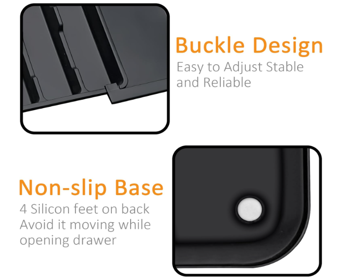 Expandable Silverware Organizer for Kitchen Drawer – Large Utensil Tray with 2 Removable Knife Blocks, 22” x 19”, 6–9 Slots