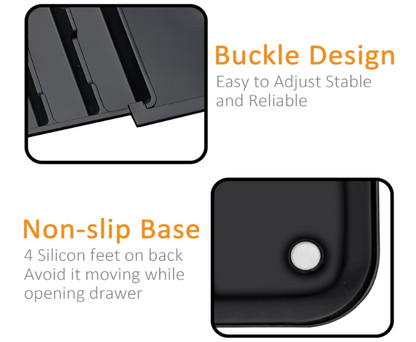 Expandable Silverware Organizer for Kitchen Drawer – Large Utensil Tray with 2 Removable Knife Blocks, 22” x 19”, 6–9 Slots