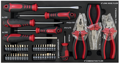 439 Piece Mechanics Tool Set with 3 Drawer Heavy Duty Metal Box – Professional Auto Repair Tool Kit, Complete Household & Garage Tool Set, Portable Organizer Case Red & Black