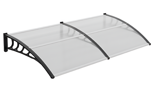Window Door Awning Canopy 40” x 80” – Exterior Polycarbonate Patio Cover with Black Brackets, Weather Protection for Rain, Snow & Sunlight, Clear Board Durable Entrance Shelter