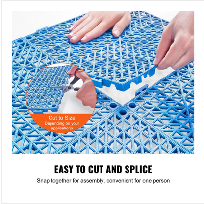 Interlocking Drainage Tiles – 55PCS Blue PVC Non-Slip Floor Set - VEVOR 12” x 12”
