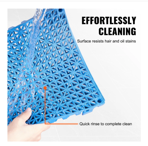 Interlocking Drainage Tiles – 55PCS Blue PVC Non-Slip Floor Set - VEVOR 12” x 12”