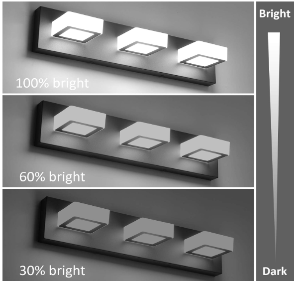 3-Light Dimmable LED Bathroom Vanity Light – Modern Matte Black with Acrylic & Stainless Steel