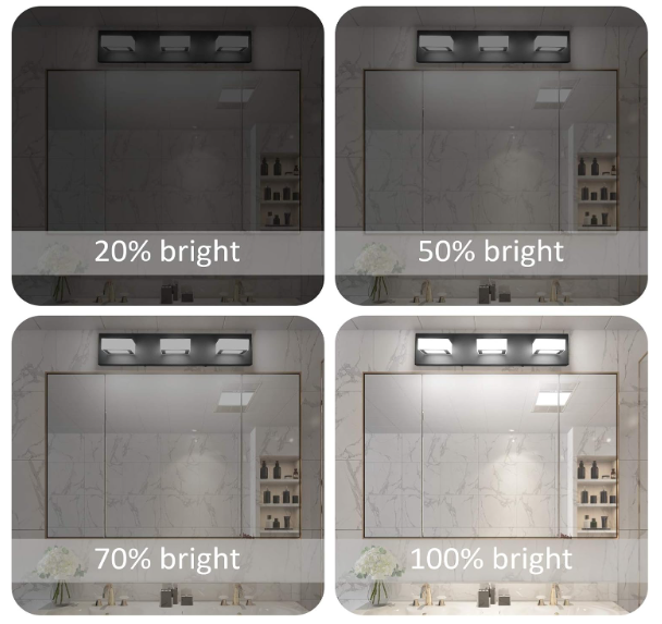 3-Light Dimmable LED Bathroom Vanity Light – Modern Matte Black with Acrylic & Stainless Steel