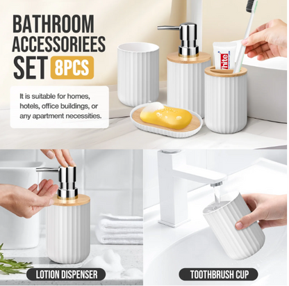 19-Piece Compact White Bathroom Accessories Set – Shower Curtain & Organization Kit for Small Bathrooms