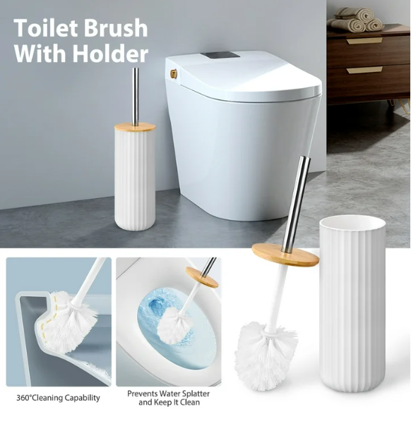 19-Piece Compact White Bathroom Accessories Set – Shower Curtain & Organization Kit for Small Bathrooms