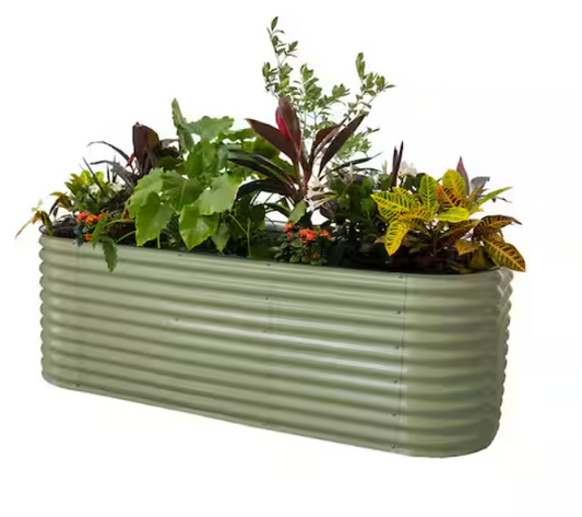 32 In. Extra-Tall 10-in-1 Modular Metal Raised Garden Bed Kit – Olive Green Planter for Vegetables & Flowers