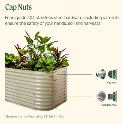 32 In. Extra-Tall 10-in-1 Modular Metal Raised Garden Bed Kit – Olive Green Planter for Vegetables & Flowers