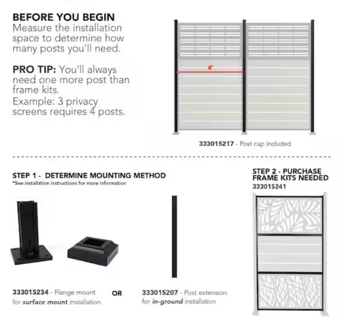 Pier Privacy Screen System Insert – Modular Panel for Decks, Patios & Outdoor Spaces