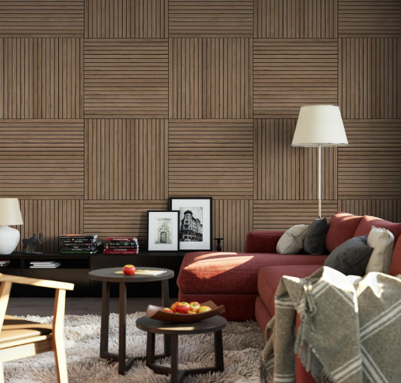 4-Piece Wood Slat Wall Panel – 47.2"x23.6" Natural Oak Peel & Stick Acoustic 3D Sound Absorbing Decor