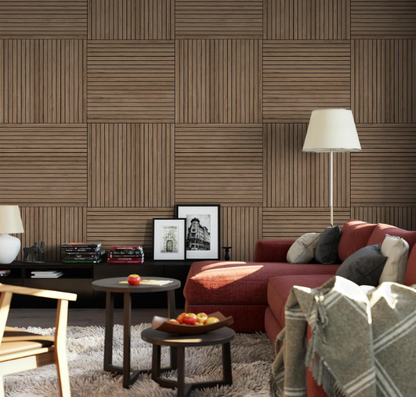 4-Piece Wood Slat Wall Panel – 47.2"x23.6" Natural Oak Peel & Stick Acoustic 3D Sound Absorbing Decor