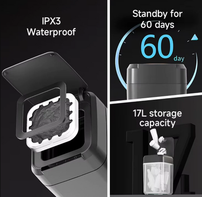 Royal Bin™ NOIR 17L – Smart Trash Can That Changes Bags and Cuts Automatically