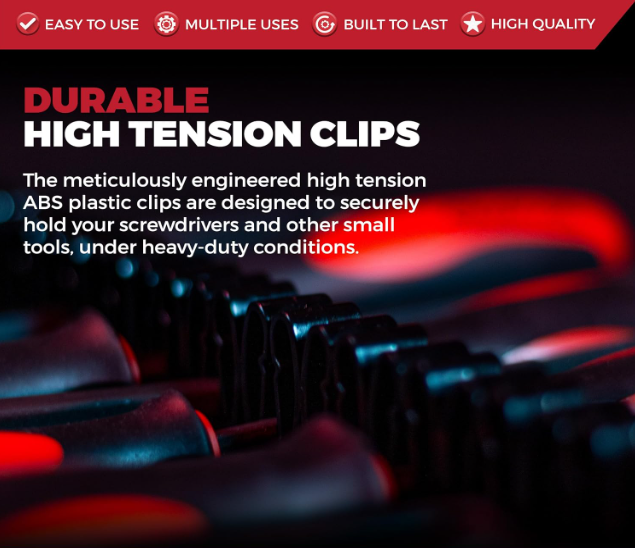 Magnetic Screwdriver Organizer for Tools – Holds 16 Screwdrivers | Heavy Duty Red Tool Holder