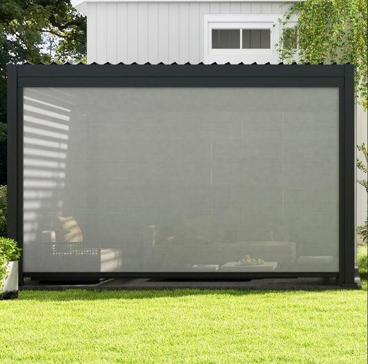 Accessory - 13Ft Adjustable Pull-Down Screen for 111S Pergola – UV Resistant Sun Shade & Wind Block, Charcoal