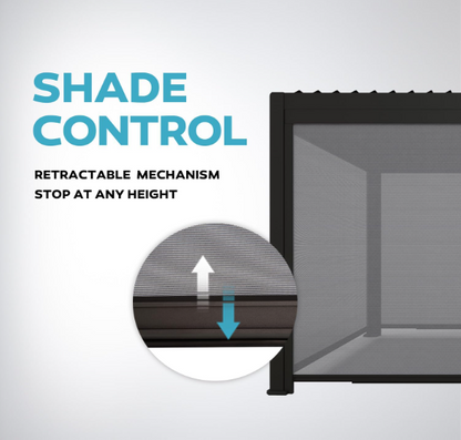 Accessory - 13Ft Adjustable Pull-Down Screen for 111S Pergola – UV Resistant Sun Shade & Wind Block, Charcoal