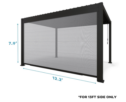 Accessory - 13Ft Adjustable Pull-Down Screen for 111S Pergola – UV Resistant Sun Shade & Wind Block, Charcoal