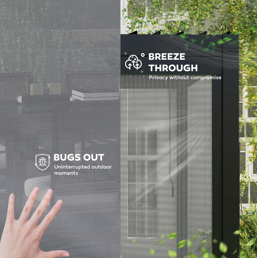 Accessory - 13Ft Adjustable Pull-Down Screen for 111S Pergola – UV Resistant Sun Shade & Wind Block, Charcoal