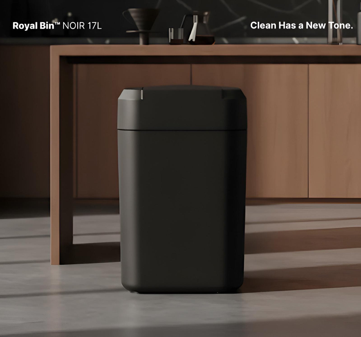 Royal Bin™ NOIR 17L – Smart Trash Can That Changes Bags and Cuts Automatically