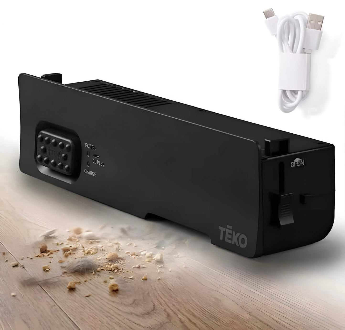 Teko Automatic Toe Kick Vacuum Cleaner – Hands-Free Under Cabinet Dustpan with Powerful Suction for Pet Hair, Crumbs & Dust | Slim Design (Black)