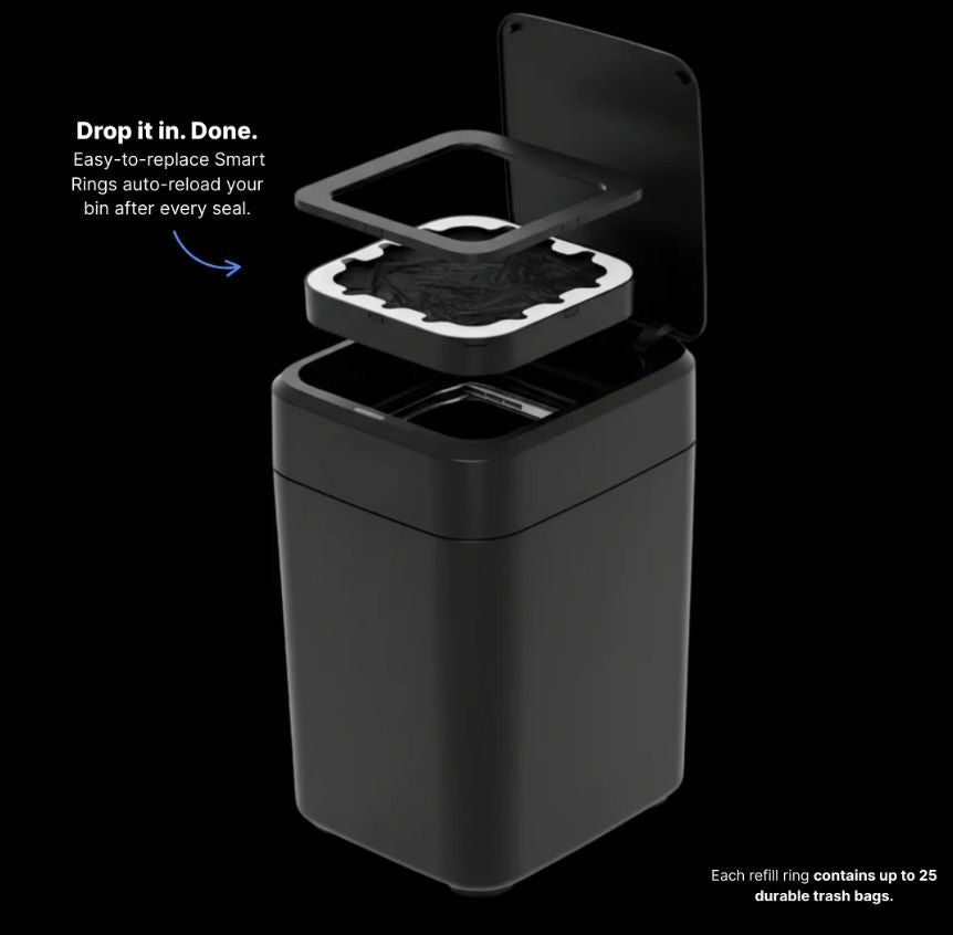 Royal Bin™ NOIR 17L – Smart Trash Can That Changes Bags and Cuts Automatically