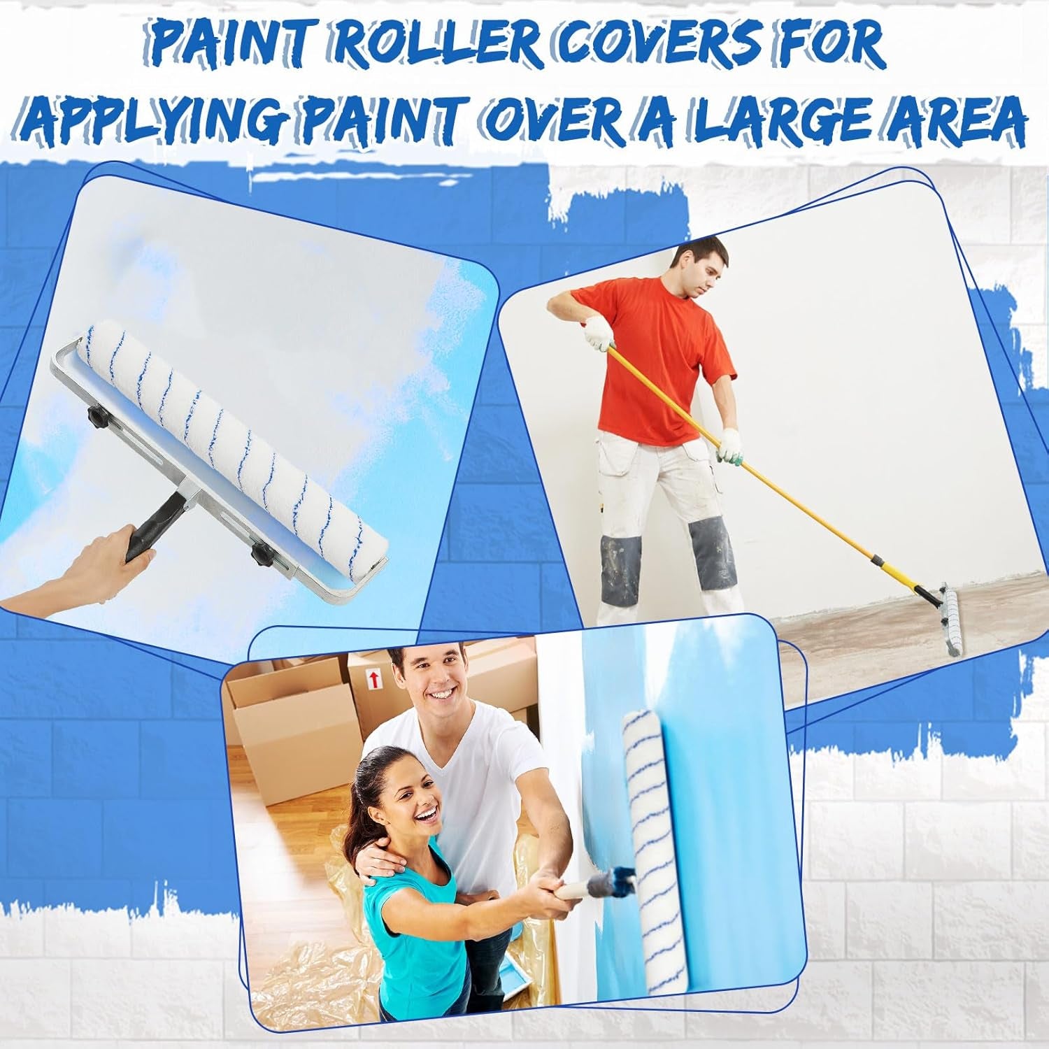 12-Pack 18 Inch Paint Roller Covers 3/8" Nap Microfiber Rollers for Large Surfaces