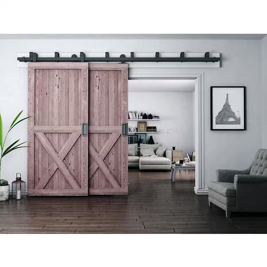 4 Ft./48 In. Bypass Sliding Barn Door Hardware Steel Track for Double Wooden Doors Closet Kitchen Kit