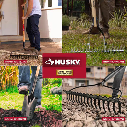 Long Wood Handle 19-Tine Adjustable Thatch Rake - 54 In. 