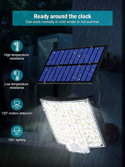 106-LED Solar Motion Sensor Floodlight – Outdoor Waterproof with Remote, 3 Modes