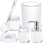6 Pack White Acrylic Bathroom Accessories Set, Premium Acrylic Bathroom Set, White Toothbrush Holder Set