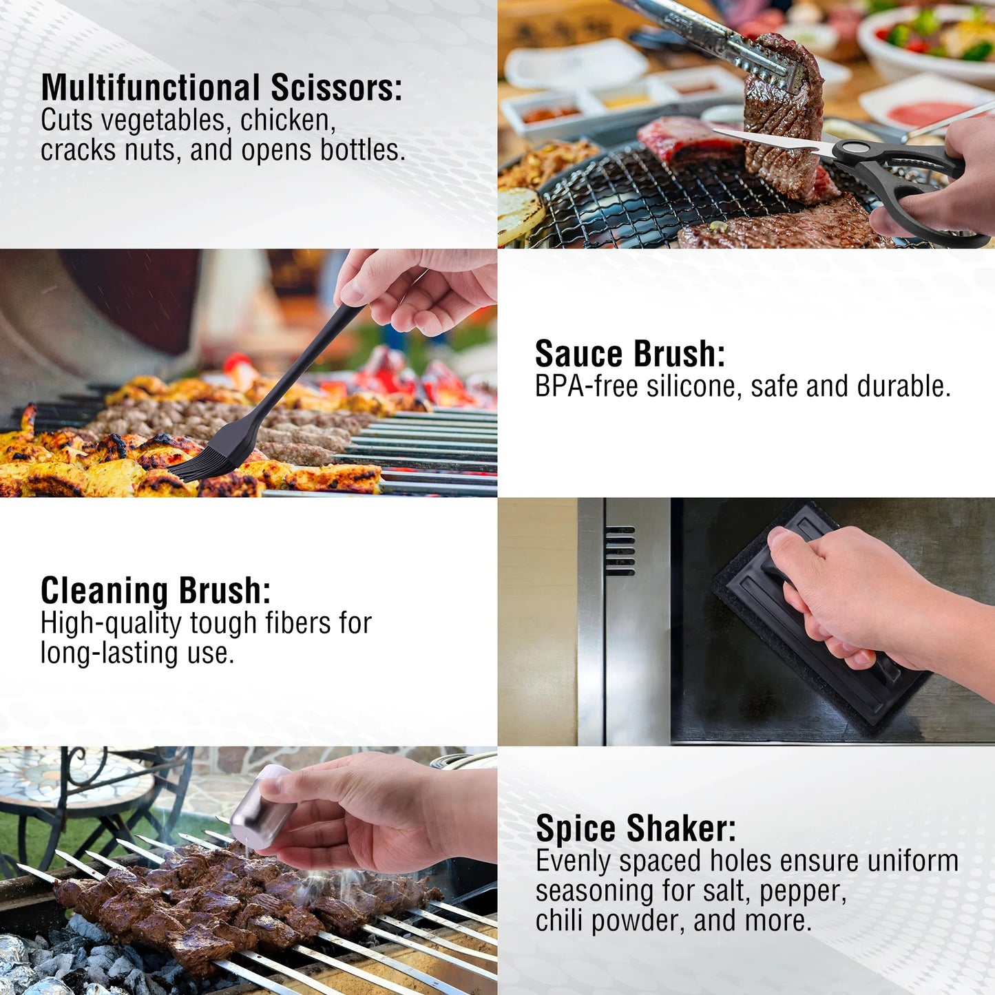 128 PCS Griddle Accessories Kit, Stainless Steel Grill Tool Set with Spatulas, Scrapers, Squeeze Bottles, Skewers, Outdoor BBQ Set for Men Women Dad