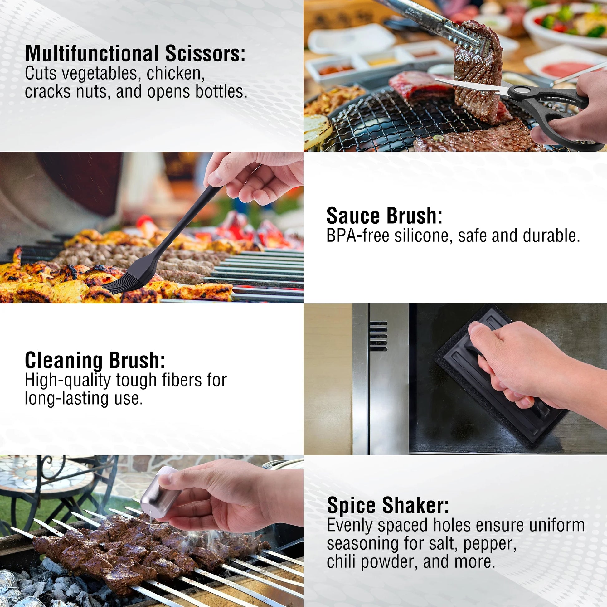 128 PCS Griddle Accessories Kit, Stainless Steel Grill Tool Set with Spatulas, Scrapers, Squeeze Bottles, Skewers, Outdoor BBQ Set for Men Women Dad