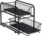 2-Tier Pull-Out Cabinet Organizer – Stackable Sliding Drawer, Black