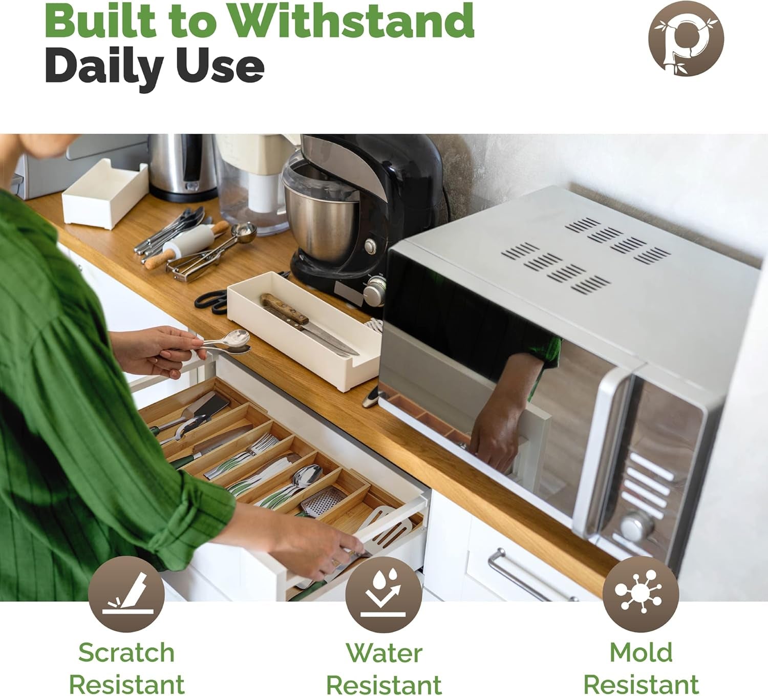 Expandable Silverware Drawer Organizer – 10 Compartments, Up to 22” Wide