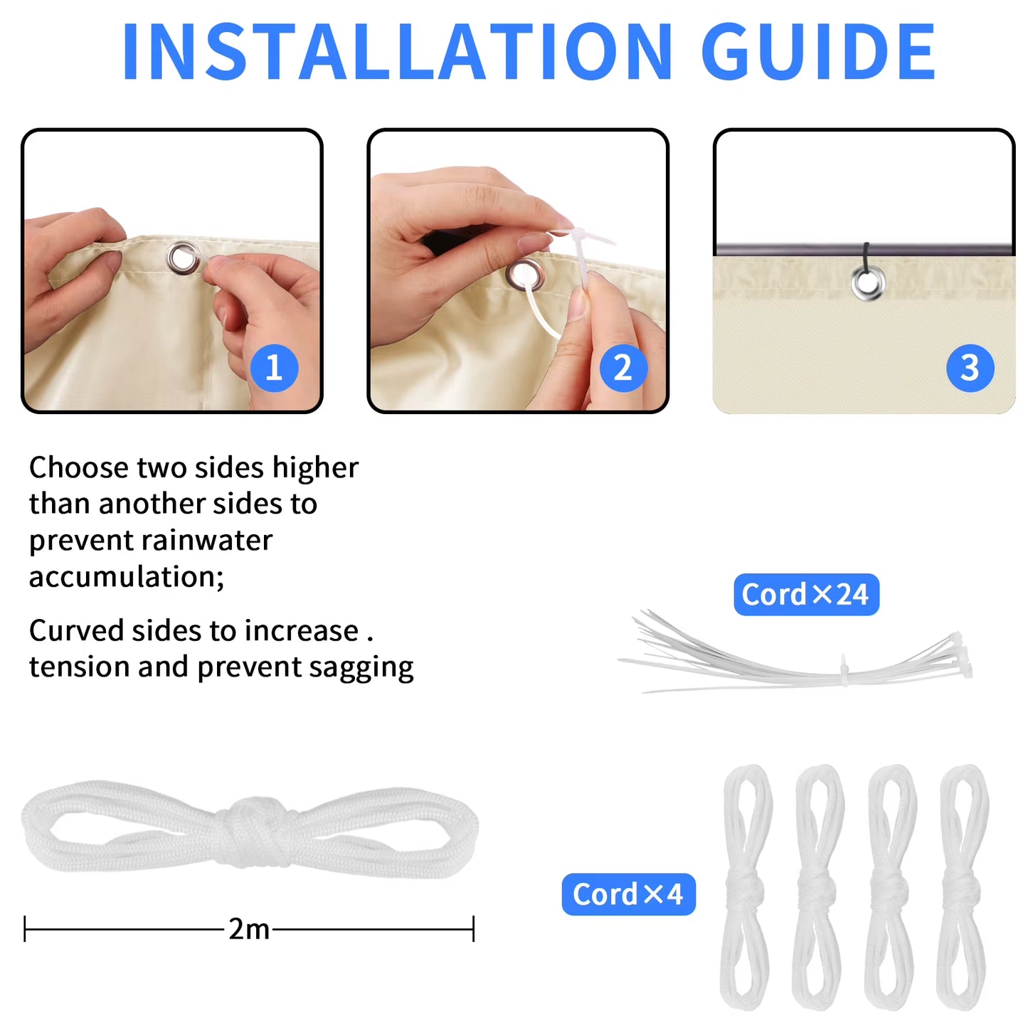 Sun Shade Sail Cloth with Grommets – Rectangle Canopy Pergola Cover, UV Block Fabric for Backyard & Deck