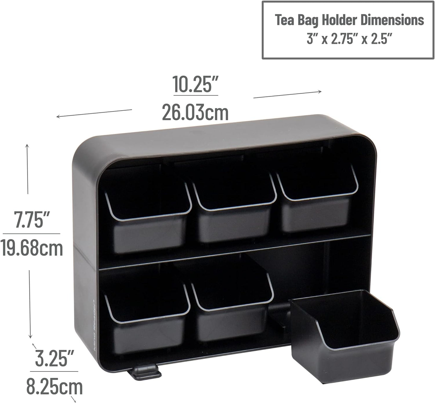 Tea Bag & Tea Station Organizer – Countertop Storage, Black