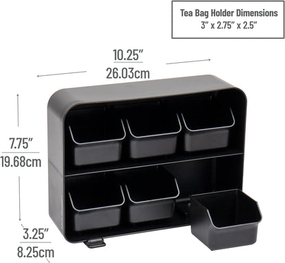 Tea Bag & Tea Station Organizer – Countertop Storage, Black