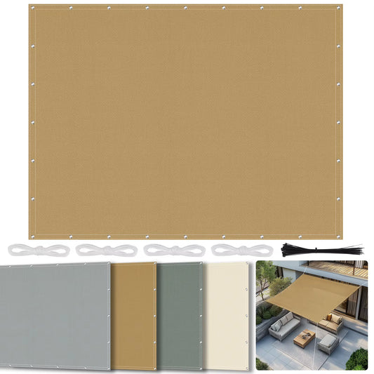 Sun Shade Sail Cloth with Grommets – Rectangle Canopy Pergola Cover, UV Block Fabric for Backyard & Deck