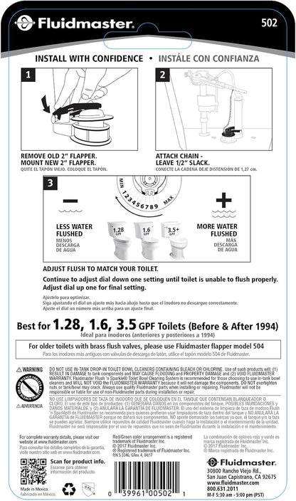 Universal Toilet Flapper – Water Saving, Adjustable, Red - Performax 502P21 2”