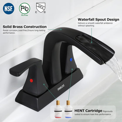 Doris 2-Handle Waterfall Bathroom Faucet – Matte Black