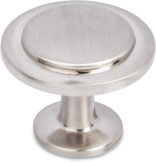Satin Nickel Kitchen Cabinet Knobs - 1 1/4 Inch round Drawer Handles - 10 Pack of Kitchen Cabinet Hardware