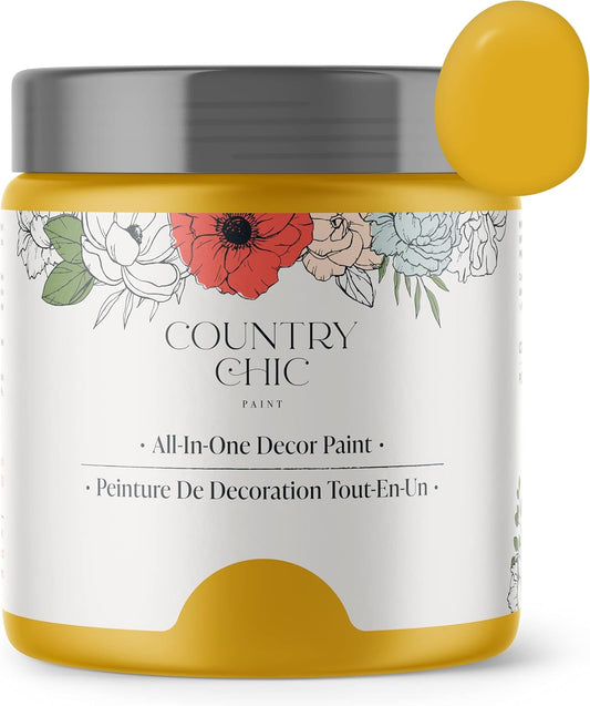 Country Chic Fresh Mustard Chalk Paint – 16oz, Matte, All-in-One Primer & Top Coat