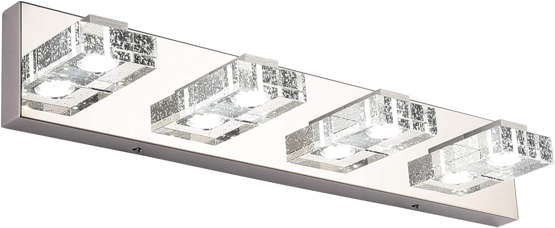 4-Light LED Bathroom Vanity Wall Light – Dimmable Modern Glass & Stainless Steel