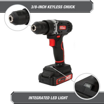 Cordless 20V Drill Project Kit – 70-Piece Set with Battery & Charger